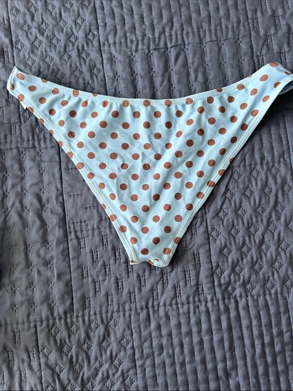 NWT Caroline Constas Light Blue Polka Dot brown Bikini Set size L